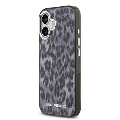 iPhone 17 Kılıf Karl Lagerfeld Orjinal Lisanslı M-safe Şarj Özellikli IML Leopar Baskılı Kapak