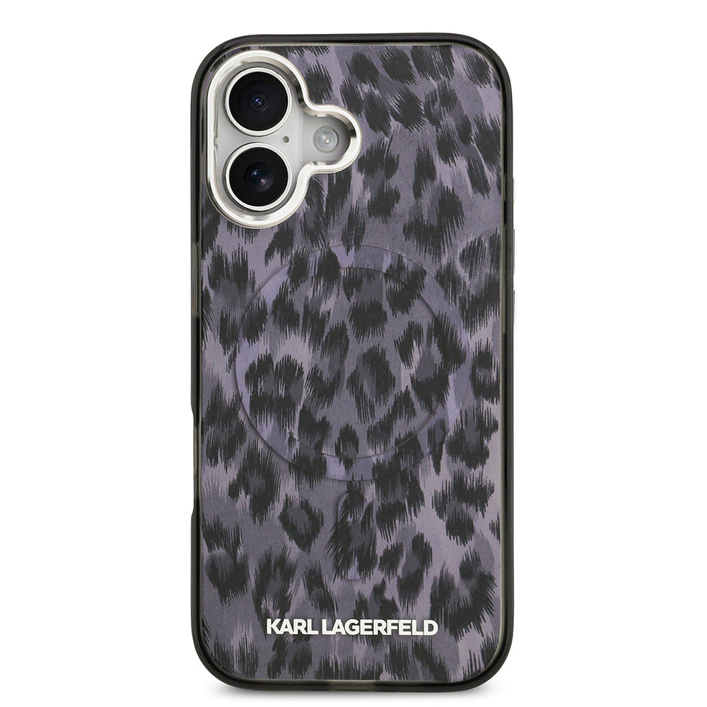 iPhone 17 Kılıf Karl Lagerfeld Orjinal Lisanslı M-safe Şarj Özellikli IML Leopar Baskılı Kapak