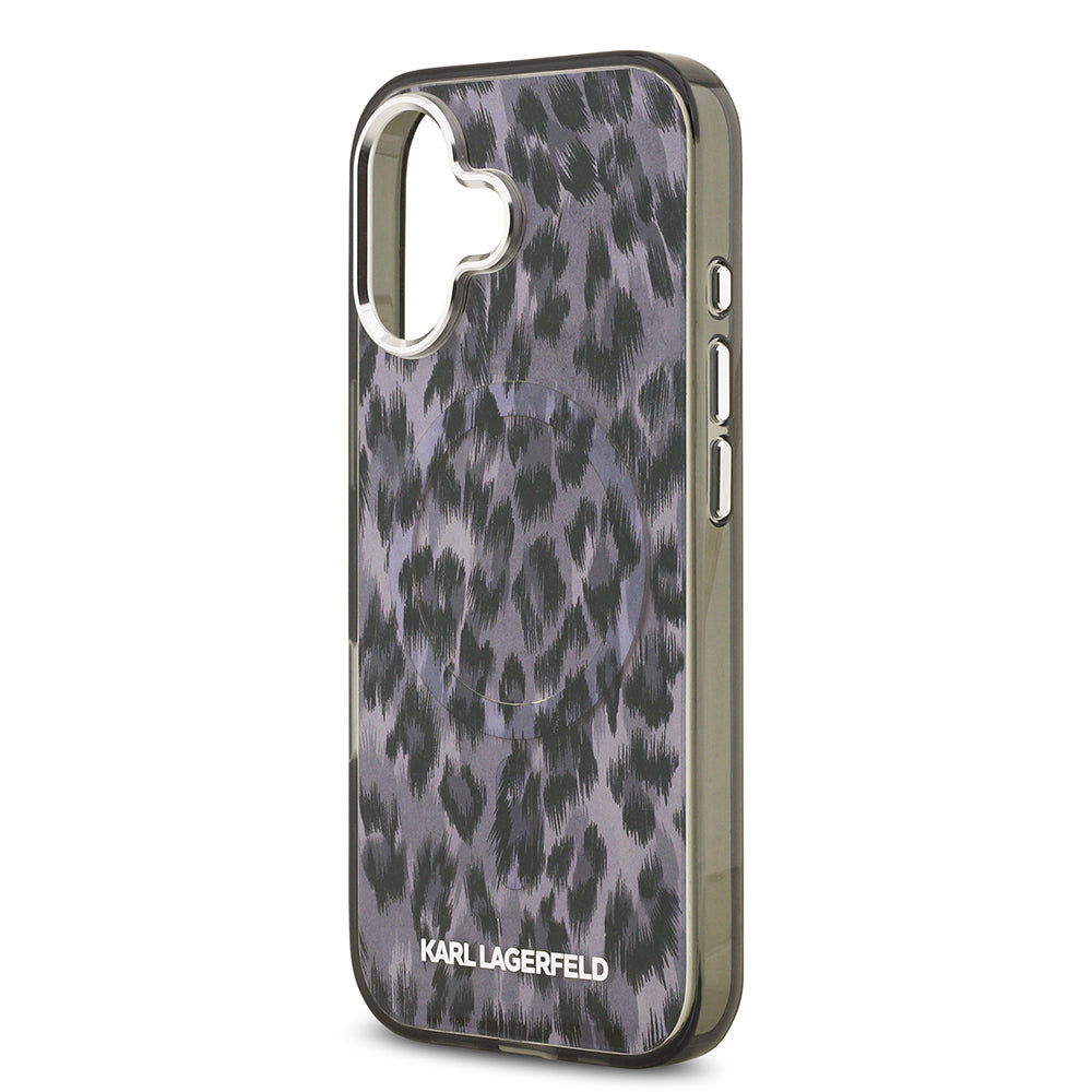 iPhone 17 Kılıf Karl Lagerfeld Orjinal Lisanslı M-safe Şarj Özellikli IML Leopar Baskılı Kapak