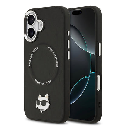 iPhone 17 Kılıf Karl Lagerfeld Orjinal Lisanslı M-safe Şarj Özellikli Metal Kamera ve Buton Tasarımlı Choupette PU Deri Kapak