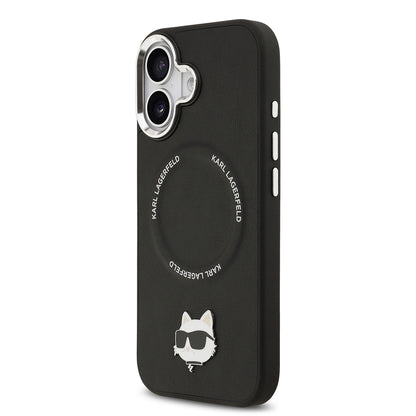 iPhone 17 Kılıf Karl Lagerfeld Orjinal Lisanslı M-safe Şarj Özellikli Metal Kamera ve Buton Tasarımlı Choupette PU Deri Kapak