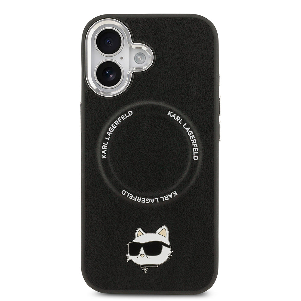 iPhone 17 Kılıf Karl Lagerfeld Orjinal Lisanslı M-safe Şarj Özellikli Metal Kamera ve Buton Tasarımlı Choupette PU Deri Kapak