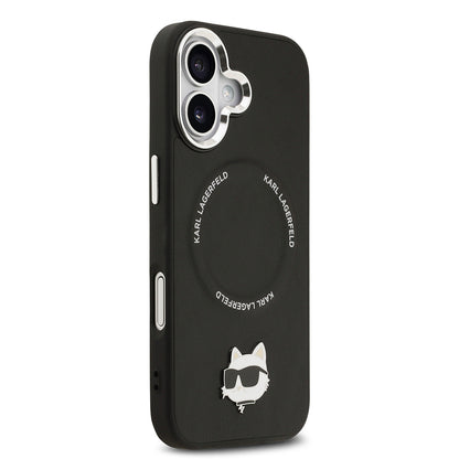 iPhone 17 Kılıf Karl Lagerfeld Orjinal Lisanslı M-safe Şarj Özellikli Metal Kamera ve Buton Tasarımlı Choupette PU Deri Kapak