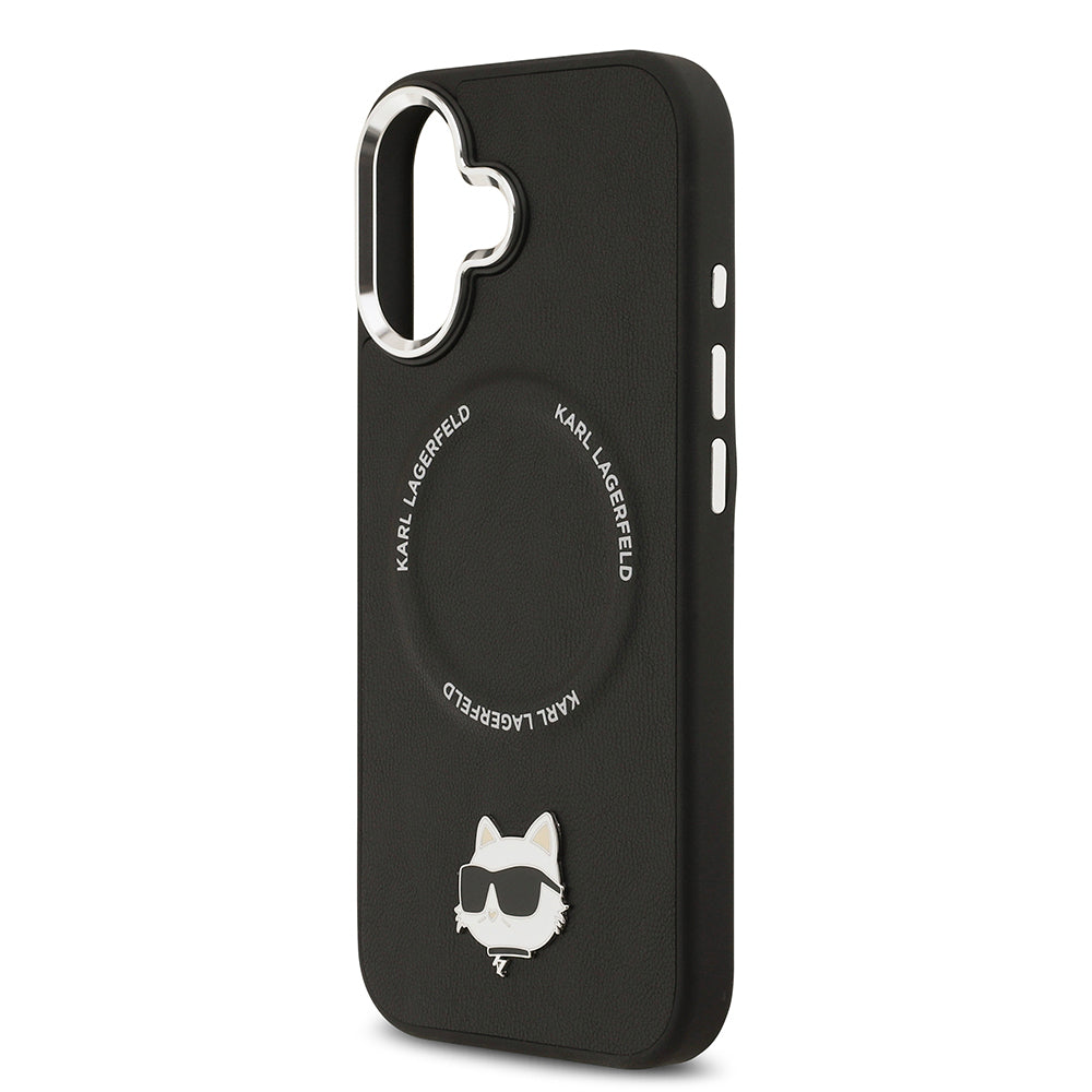iPhone 17 Kılıf Karl Lagerfeld Orjinal Lisanslı M-safe Şarj Özellikli Metal Kamera ve Buton Tasarımlı Choupette PU Deri Kapak