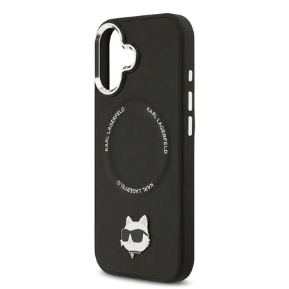 iPhone 17 Kılıf Karl Lagerfeld Orjinal Lisanslı M-safe Şarj Özellikli Metal Kamera ve Buton Tasarımlı Choupette PU Deri Kapak