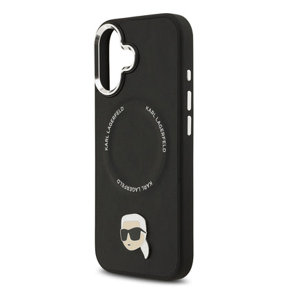 iPhone 17 Kılıf Karl Lagerfeld Orjinal Lisanslı M-safe Şarj Özellikli Metal Kamera ve Buton Tasarımlı Karl PU Deri Kapak
