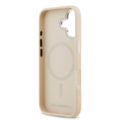 iPhone 17 Kılıf Karl Lagerfeld Orjinal Lisanslı M-safe Şarj Özellikli Metal Kamera ve Buton Tasarımlı K&C PU Deri Kapak