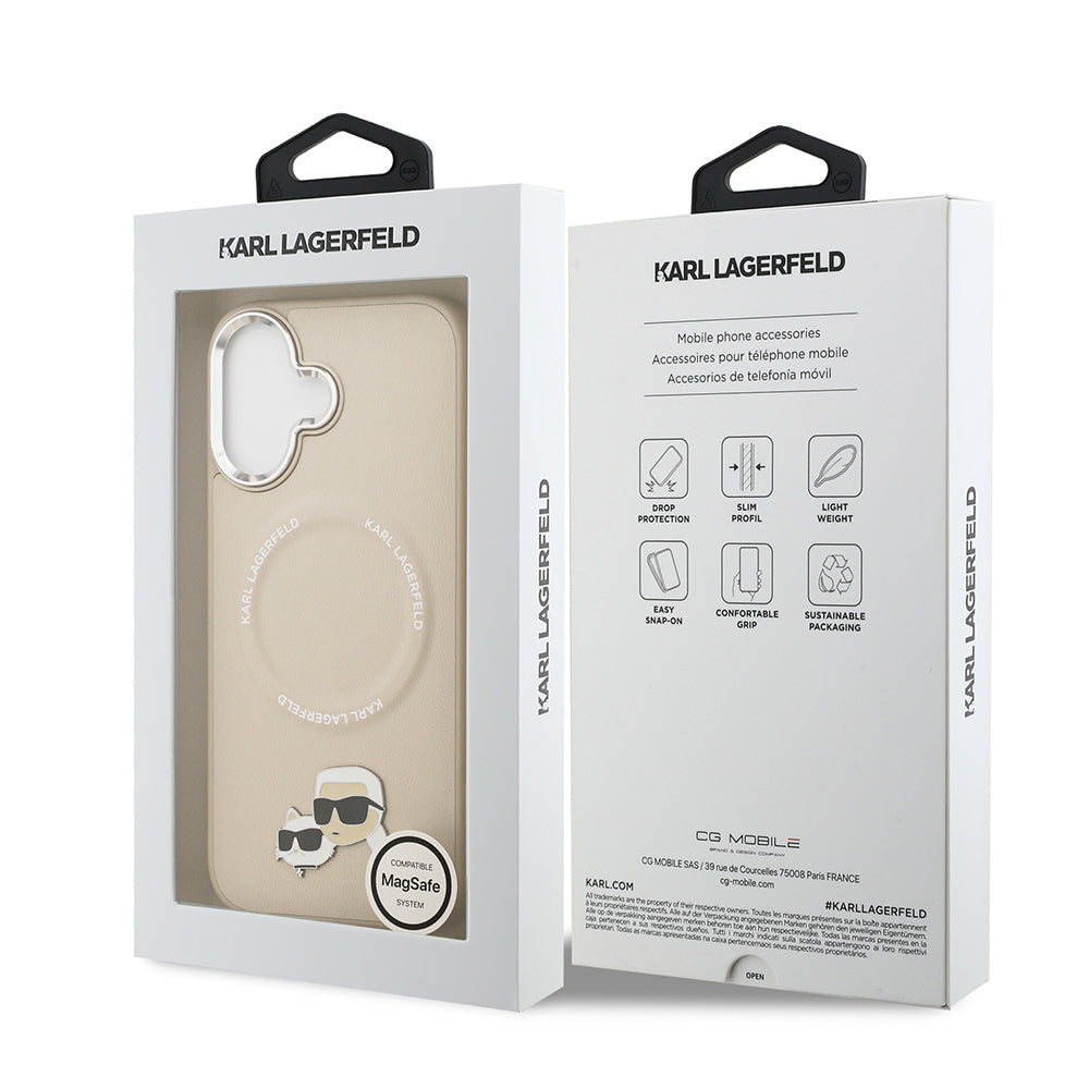 iPhone 17 Kılıf Karl Lagerfeld Orjinal Lisanslı M-safe Şarj Özellikli Metal Kamera ve Buton Tasarımlı K&C PU Deri Kapak