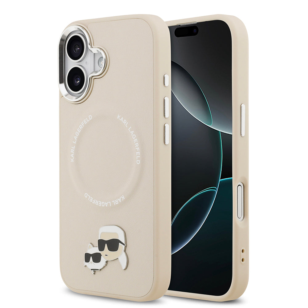iPhone 17 Kılıf Karl Lagerfeld Orjinal Lisanslı M-safe Şarj Özellikli Metal Kamera ve Buton Tasarımlı K&C PU Deri Kapak