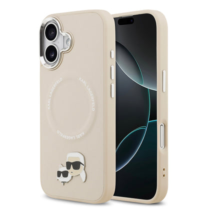 iPhone 17 Kılıf Karl Lagerfeld Orjinal Lisanslı M-safe Şarj Özellikli Metal Kamera ve Buton Tasarımlı K&C PU Deri Kapak