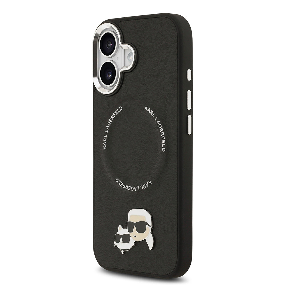 iPhone 17 Kılıf Karl Lagerfeld Orjinal Lisanslı M-safe Şarj Özellikli Metal Kamera ve Buton Tasarımlı K&C PU Deri Kapak