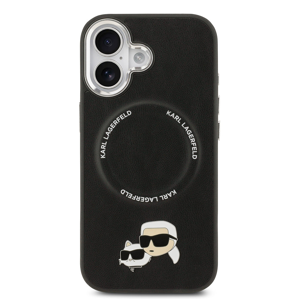 iPhone 17 Kılıf Karl Lagerfeld Orjinal Lisanslı M-safe Şarj Özellikli Metal Kamera ve Buton Tasarımlı K&C PU Deri Kapak