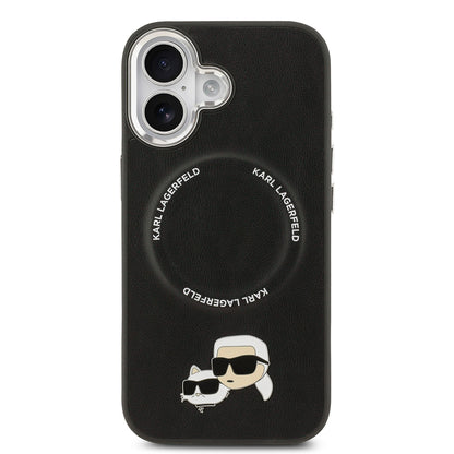 iPhone 17 Kılıf Karl Lagerfeld Orjinal Lisanslı M-safe Şarj Özellikli Metal Kamera ve Buton Tasarımlı K&C PU Deri Kapak