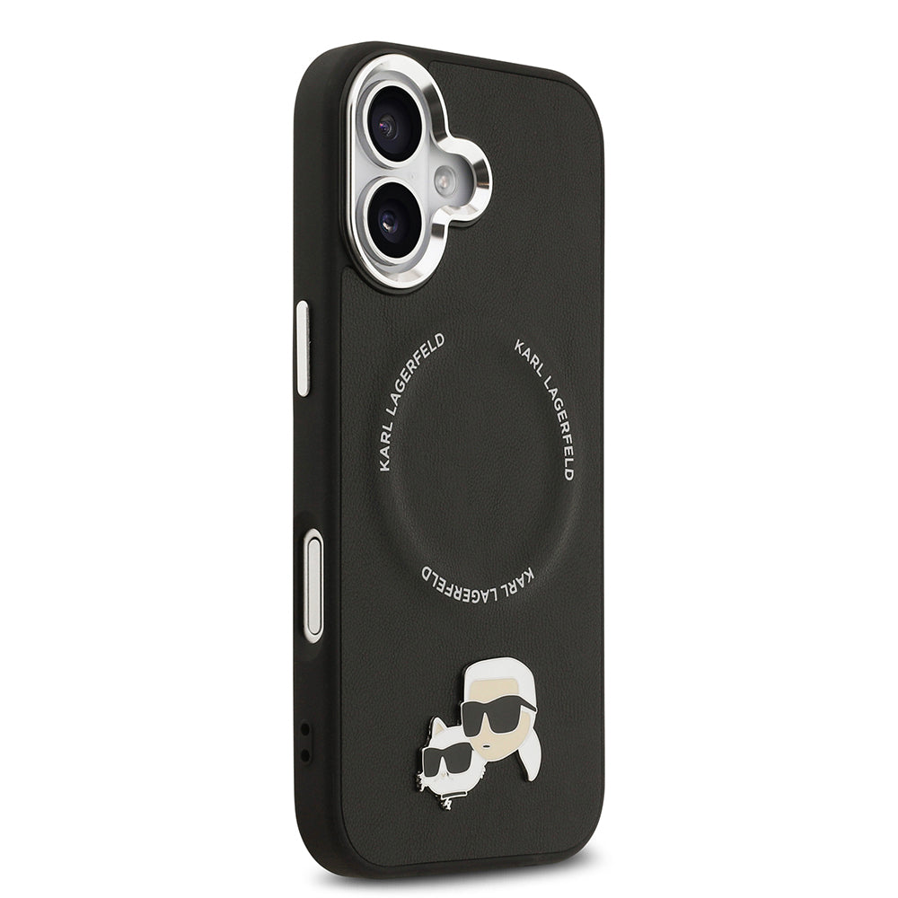 iPhone 17 Kılıf Karl Lagerfeld Orjinal Lisanslı M-safe Şarj Özellikli Metal Kamera ve Buton Tasarımlı K&C PU Deri Kapak