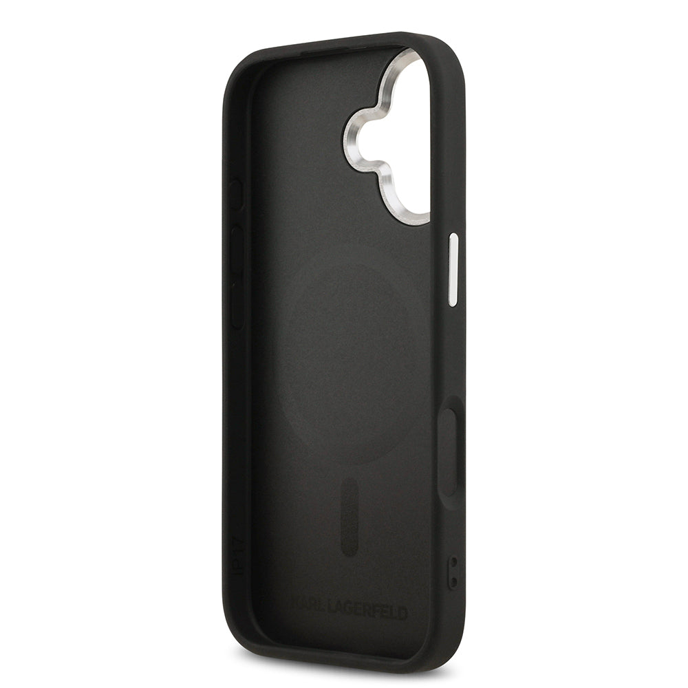 iPhone 17 Kılıf Karl Lagerfeld Orjinal Lisanslı M-safe Şarj Özellikli Metal Kamera ve Buton Tasarımlı K&C PU Deri Kapak