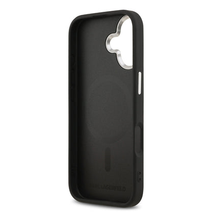 iPhone 17 Kılıf Karl Lagerfeld Orjinal Lisanslı M-safe Şarj Özellikli Metal Kamera ve Buton Tasarımlı K&C PU Deri Kapak