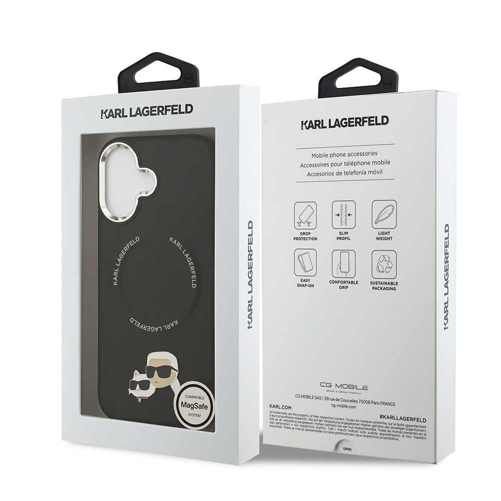 iPhone 17 Kılıf Karl Lagerfeld Orjinal Lisanslı M-safe Şarj Özellikli Metal Kamera ve Buton Tasarımlı K&C PU Deri Kapak