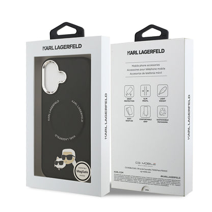 iPhone 17 Kılıf Karl Lagerfeld Orjinal Lisanslı M-safe Şarj Özellikli Metal Kamera ve Buton Tasarımlı K&C PU Deri Kapak