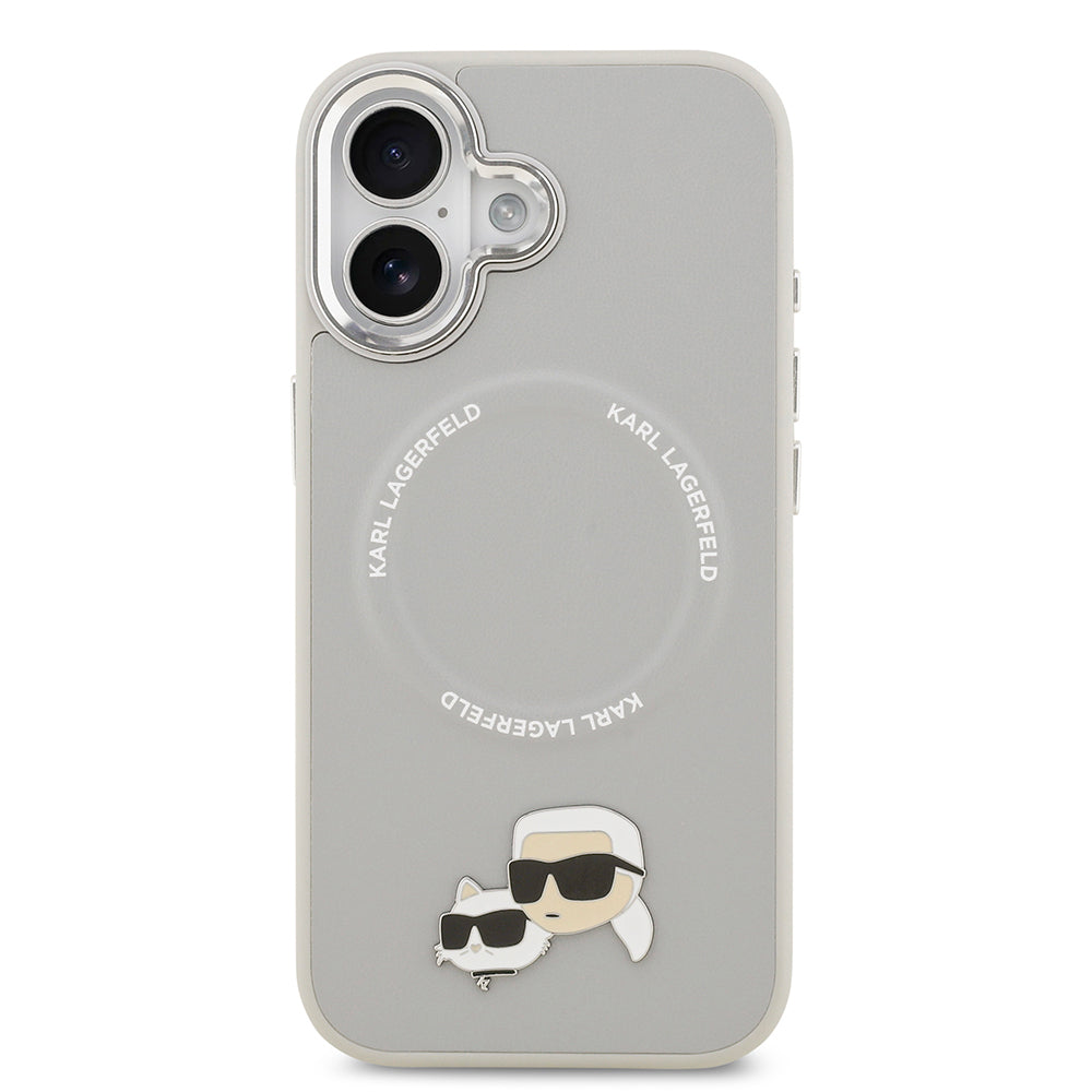 iPhone 17 Kılıf Karl Lagerfeld Orjinal Lisanslı M-safe Şarj Özellikli Metal Kamera ve Buton Tasarımlı K&C PU Deri Kapak
