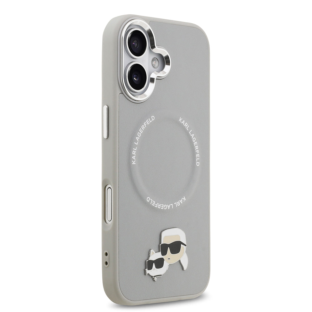 iPhone 17 Kılıf Karl Lagerfeld Orjinal Lisanslı M-safe Şarj Özellikli Metal Kamera ve Buton Tasarımlı K&C PU Deri Kapak