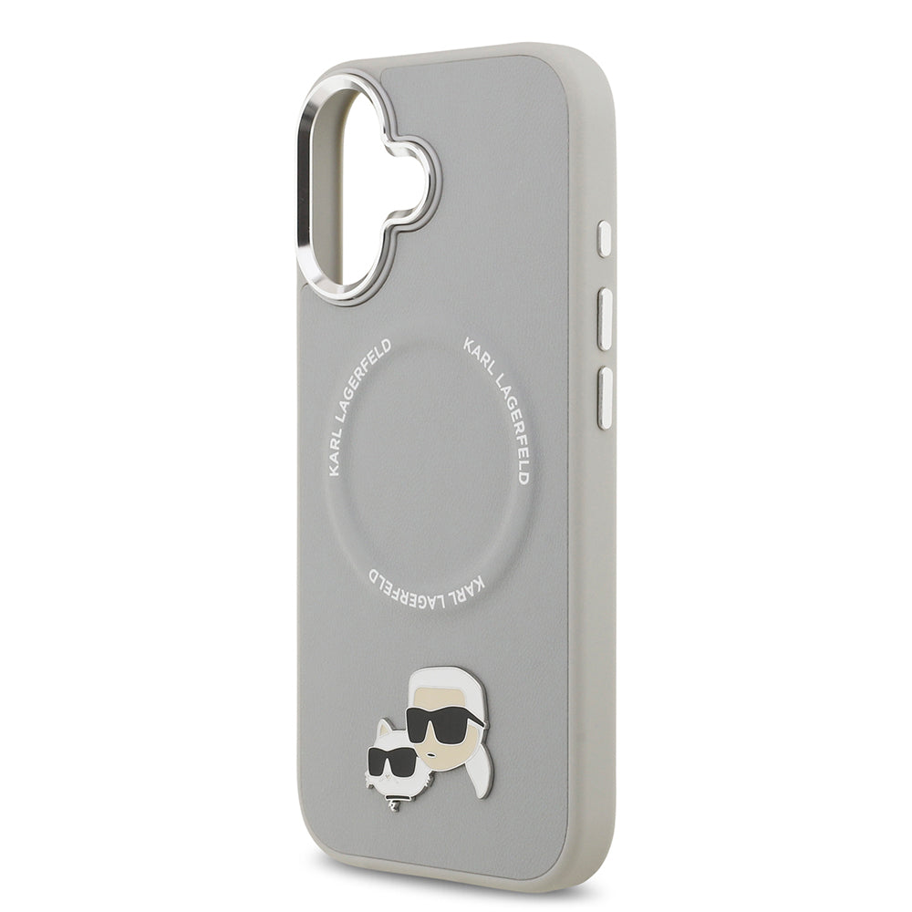 iPhone 17 Kılıf Karl Lagerfeld Orjinal Lisanslı M-safe Şarj Özellikli Metal Kamera ve Buton Tasarımlı K&C PU Deri Kapak