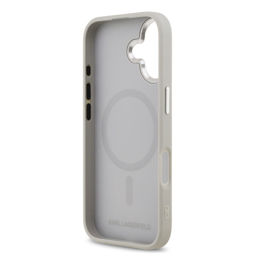 iPhone 17 Kılıf Karl Lagerfeld Orjinal Lisanslı M-safe Şarj Özellikli Metal Kamera ve Buton Tasarımlı K&C PU Deri Kapak