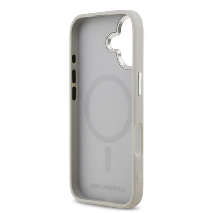 iPhone 17 Kılıf Karl Lagerfeld Orjinal Lisanslı M-safe Şarj Özellikli Metal Kamera ve Buton Tasarımlı K&C PU Deri Kapak