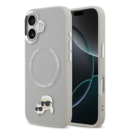 iPhone 17 Kılıf Karl Lagerfeld Orjinal Lisanslı M-safe Şarj Özellikli Metal Kamera ve Buton Tasarımlı K&C PU Deri Kapak