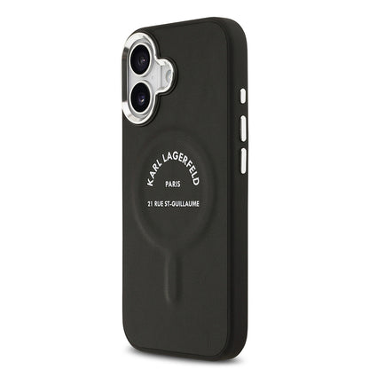 iPhone 17 Kılıf Karl Lagerfeld Orjinal Lisanslı M-safe Şarj Özellikli Metal Kamera ve Buton Tasarımlı Paris RSG PU Deri Kapak