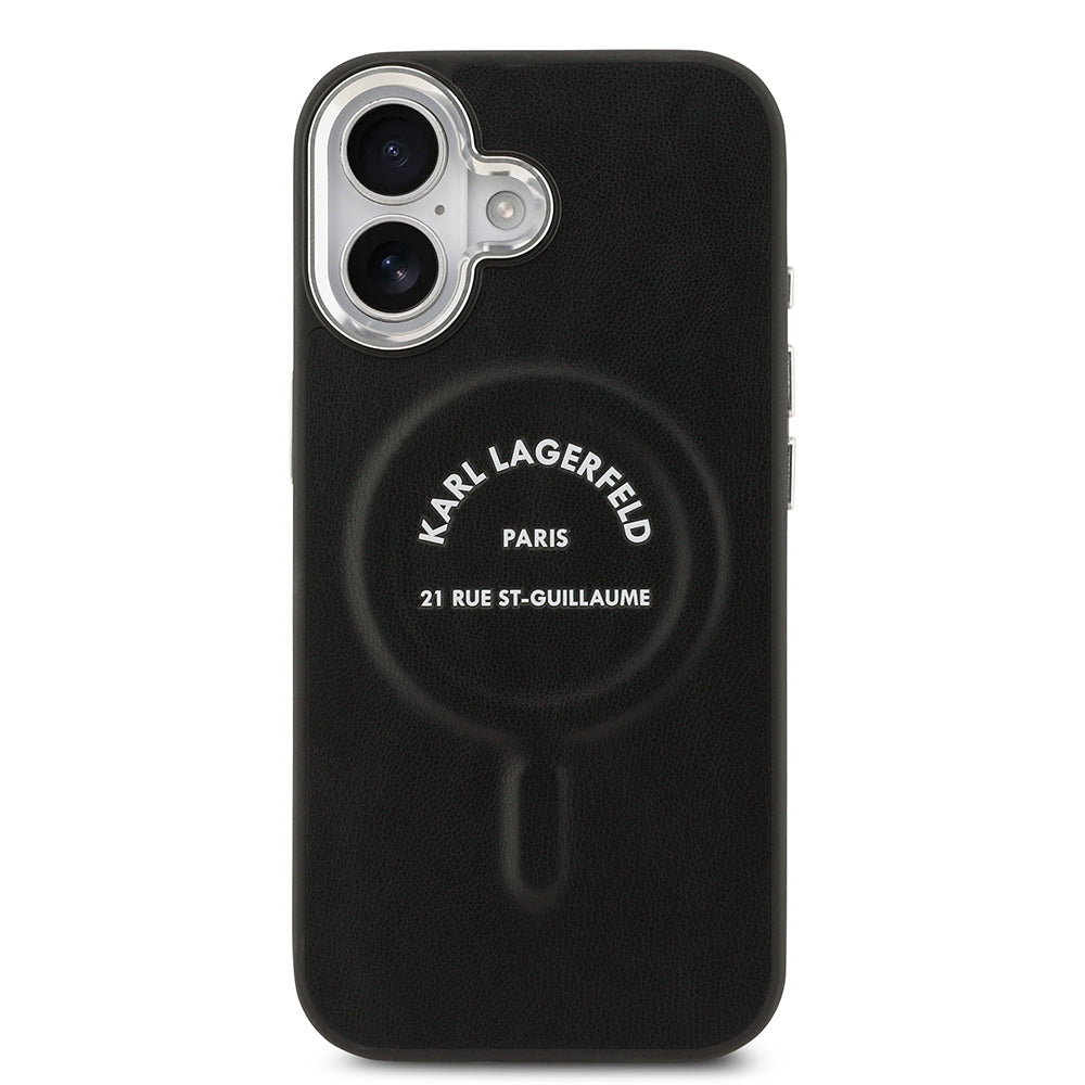 iPhone 17 Kılıf Karl Lagerfeld Orjinal Lisanslı M-safe Şarj Özellikli Metal Kamera ve Buton Tasarımlı Paris RSG PU Deri Kapak