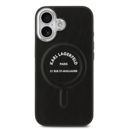 iPhone 17 Kılıf Karl Lagerfeld Orjinal Lisanslı M-safe Şarj Özellikli Metal Kamera ve Buton Tasarımlı Paris RSG PU Deri Kapak