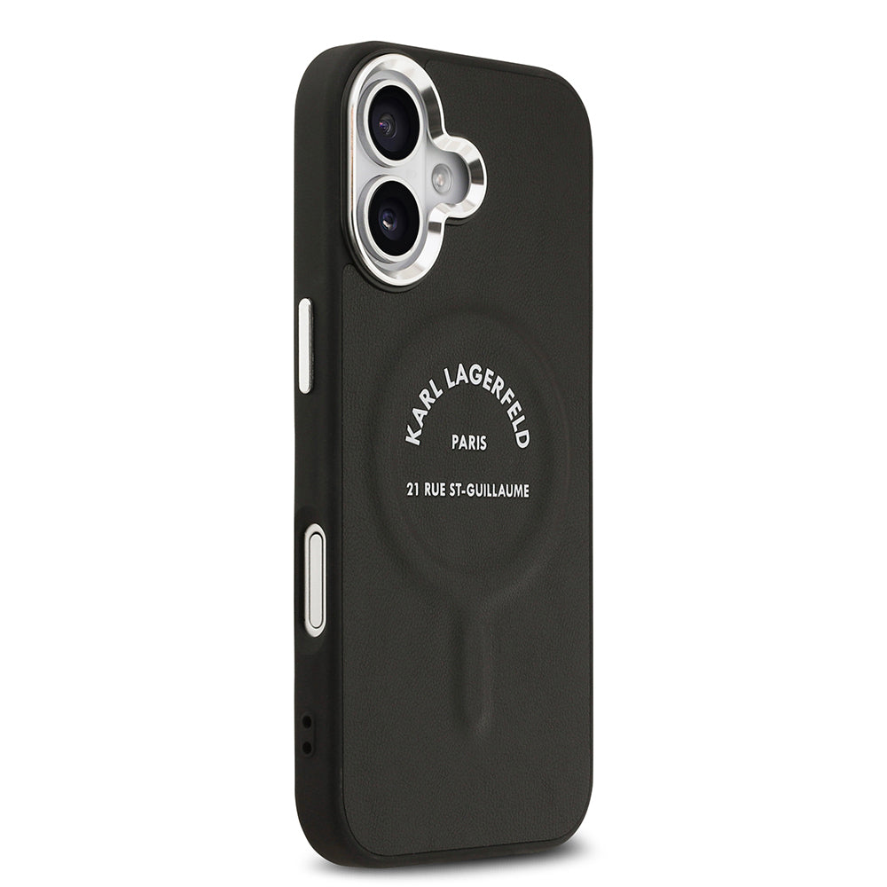 iPhone 17 Kılıf Karl Lagerfeld Orjinal Lisanslı M-safe Şarj Özellikli Metal Kamera ve Buton Tasarımlı Paris RSG PU Deri Kapak