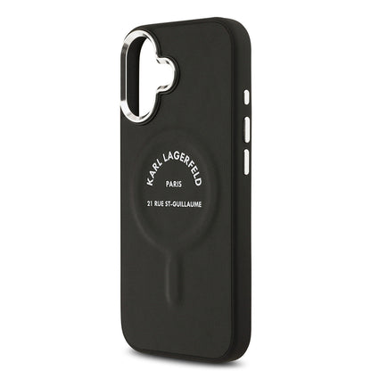 iPhone 17 Kılıf Karl Lagerfeld Orjinal Lisanslı M-safe Şarj Özellikli Metal Kamera ve Buton Tasarımlı Paris RSG PU Deri Kapak