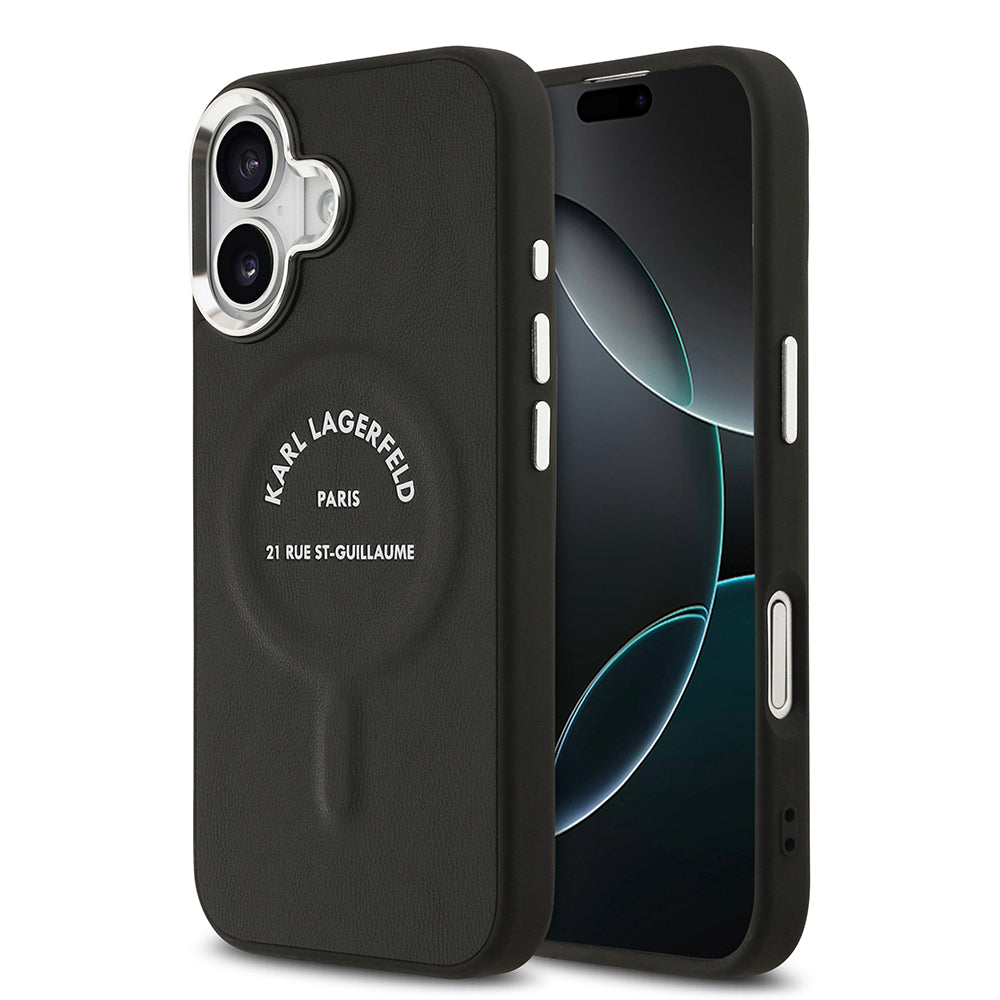 iPhone 17 Kılıf Karl Lagerfeld Orjinal Lisanslı M-safe Şarj Özellikli Metal Kamera ve Buton Tasarımlı Paris RSG PU Deri Kapak