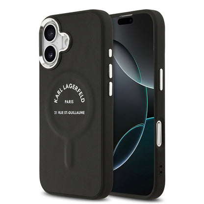 iPhone 17 Kılıf Karl Lagerfeld Orjinal Lisanslı M-safe Şarj Özellikli Metal Kamera ve Buton Tasarımlı Paris RSG PU Deri Kapak