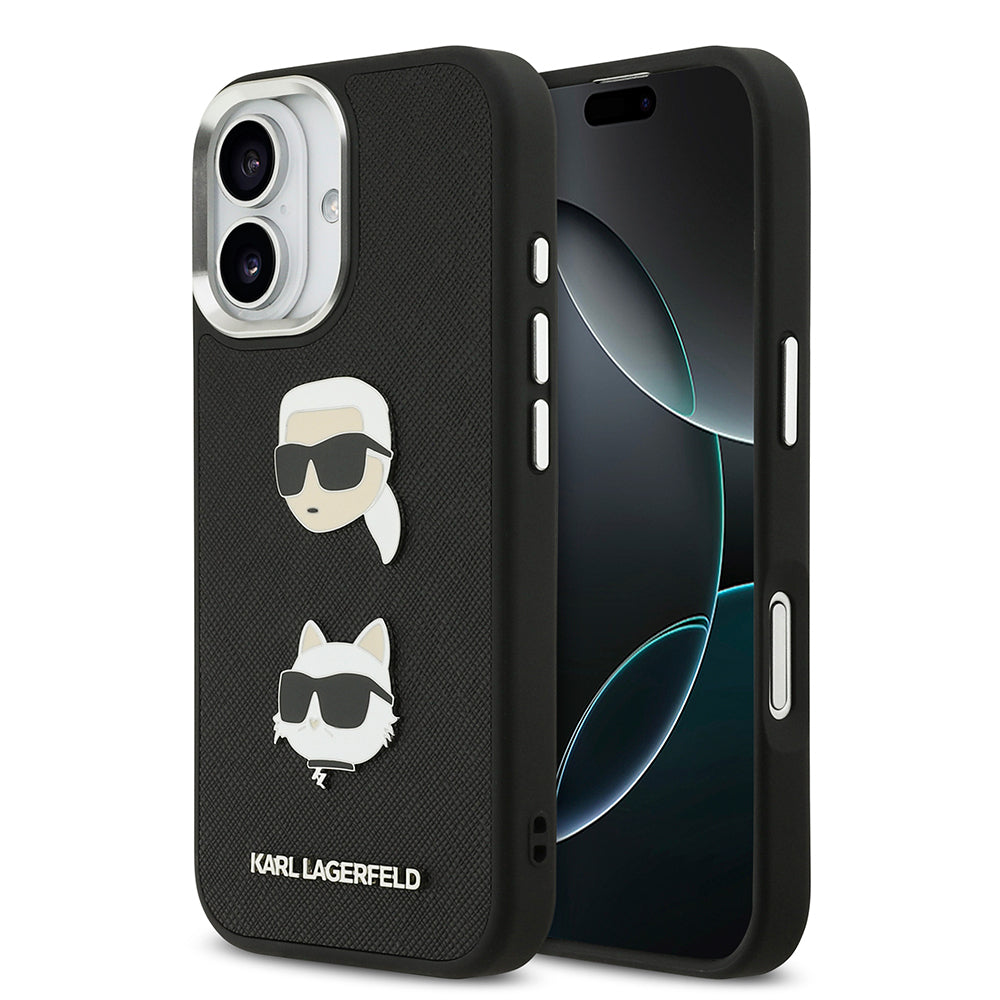 iPhone 17 Kılıf Karl Lagerfeld Orjinal Lisanslı Metal Logolu K&C Heads Pin Kapak