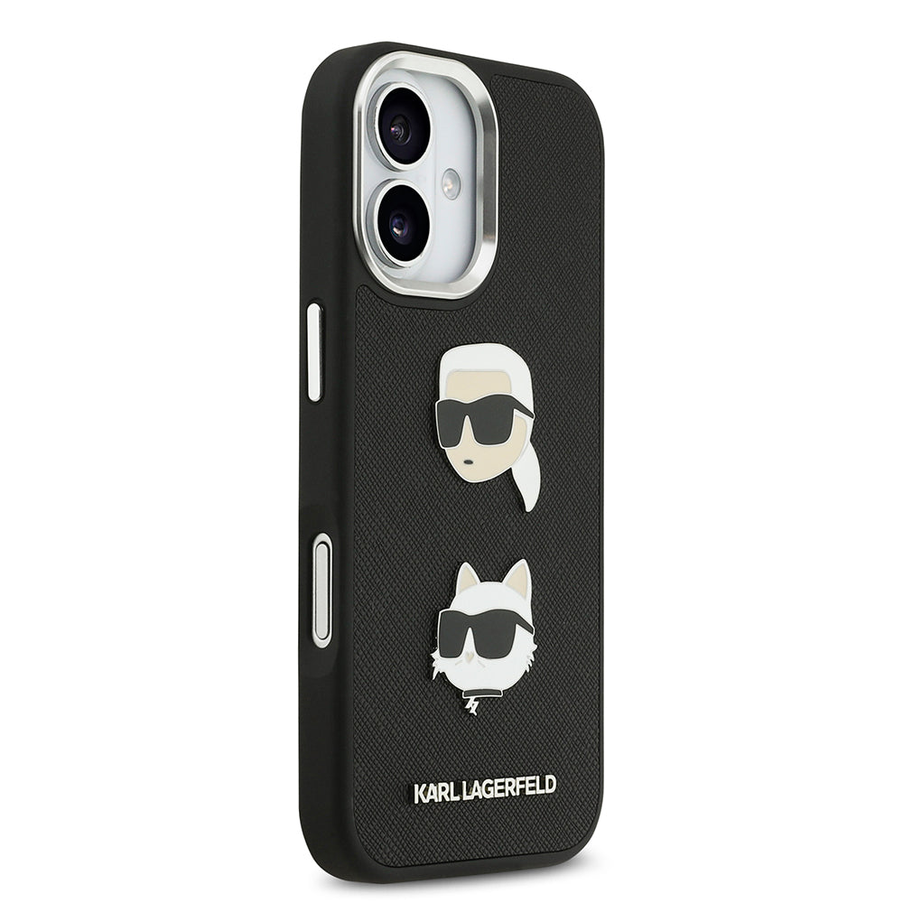 iPhone 17 Kılıf Karl Lagerfeld Orjinal Lisanslı Metal Logolu K&C Heads Pin Kapak