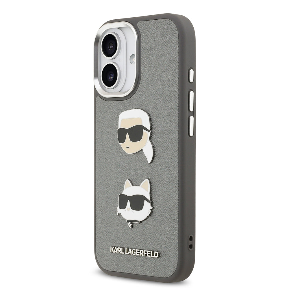 iPhone 17 Kılıf Karl Lagerfeld Orjinal Lisanslı Metal Logolu K&C Heads Pin Kapak