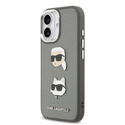 iPhone 17 Kılıf Karl Lagerfeld Orjinal Lisanslı Metal Logolu K&C Heads Pin Kapak