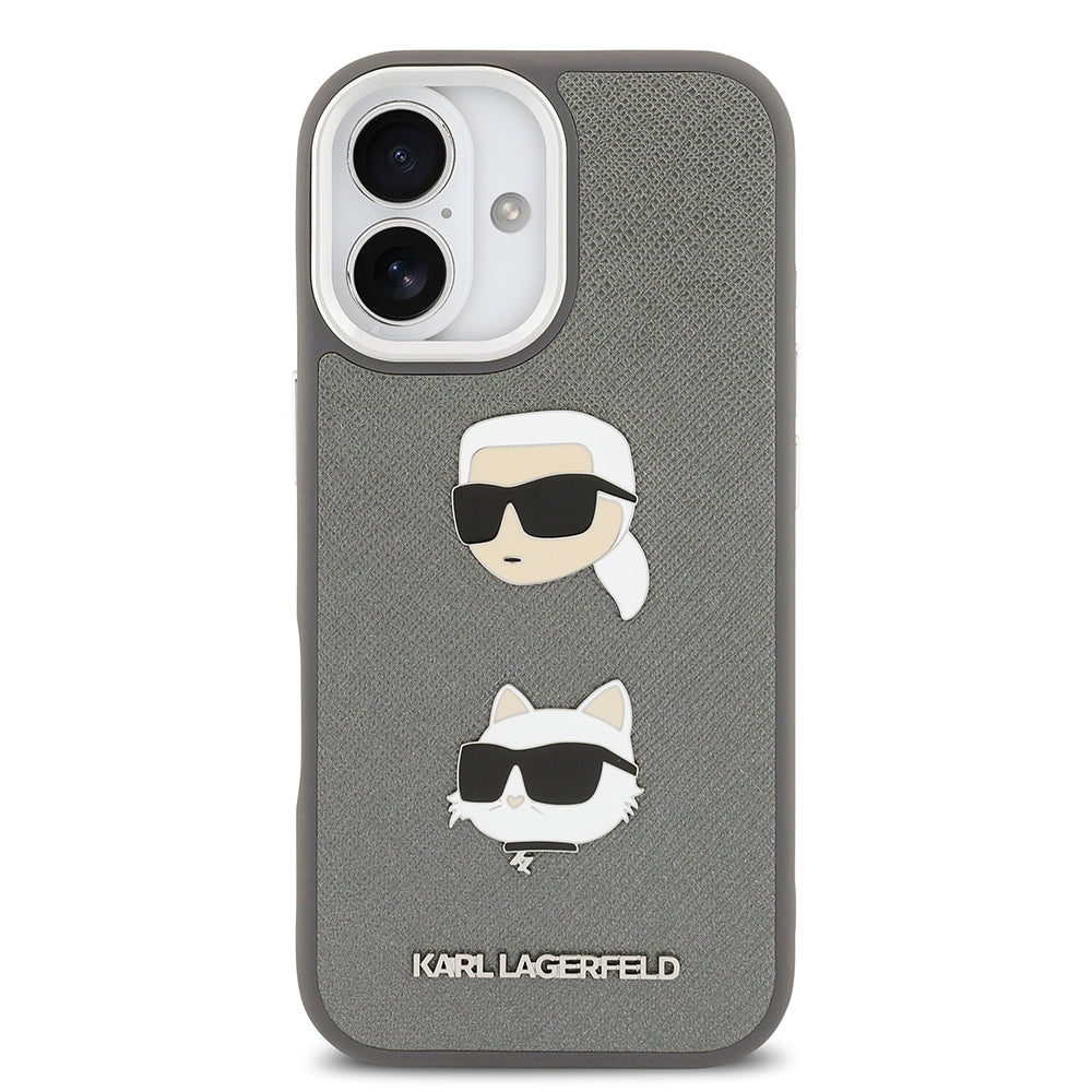 iPhone 17 Kılıf Karl Lagerfeld Orjinal Lisanslı Metal Logolu K&C Heads Pin Kapak