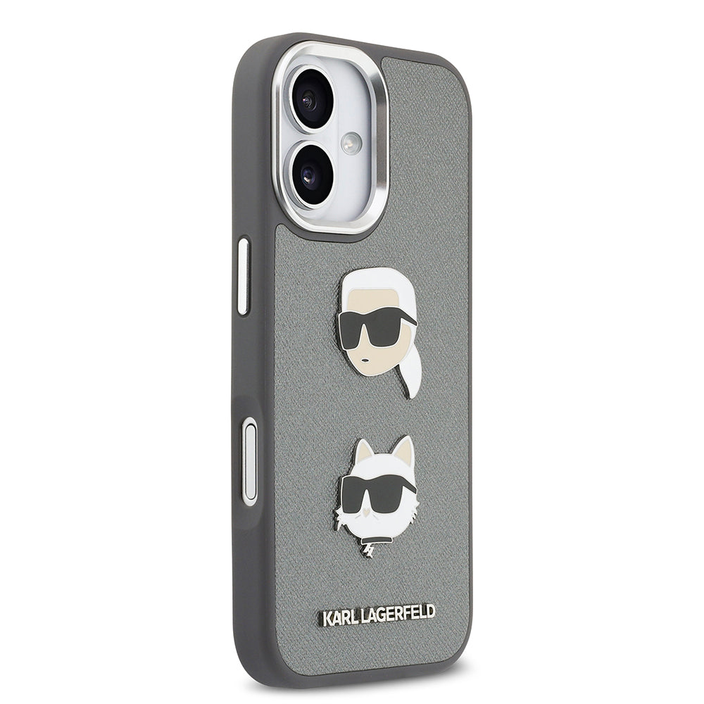 iPhone 17 Kılıf Karl Lagerfeld Orjinal Lisanslı Metal Logolu K&C Heads Pin Kapak