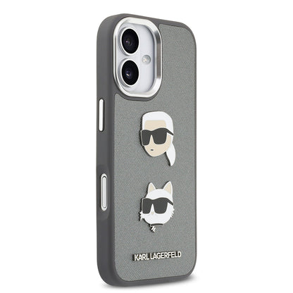 iPhone 17 Kılıf Karl Lagerfeld Orjinal Lisanslı Metal Logolu K&C Heads Pin Kapak