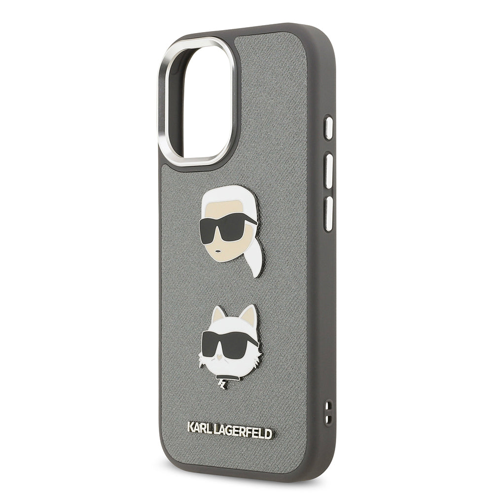 iPhone 17 Kılıf Karl Lagerfeld Orjinal Lisanslı Metal Logolu K&C Heads Pin Kapak