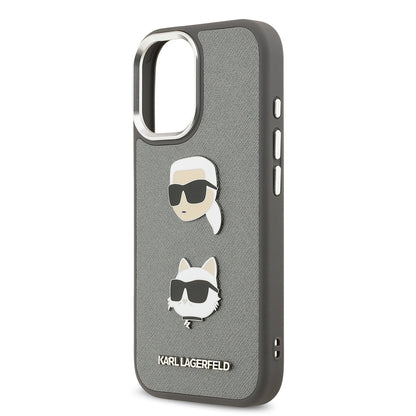 iPhone 17 Kılıf Karl Lagerfeld Orjinal Lisanslı Metal Logolu K&C Heads Pin Kapak