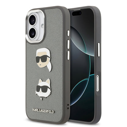 iPhone 17 Kılıf Karl Lagerfeld Orjinal Lisanslı Metal Logolu K&C Heads Pin Kapak