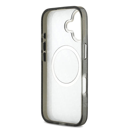 iPhone 17 Kılıf Karl Lagerfeld Orjinal Lisanslı Parlayan Simli Karl & Choupette Heads Kapak