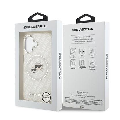 iPhone 17 Kılıf Karl Lagerfeld Orjinal Lisanslı Parlayan Simli Karl & Choupette Heads Kapak