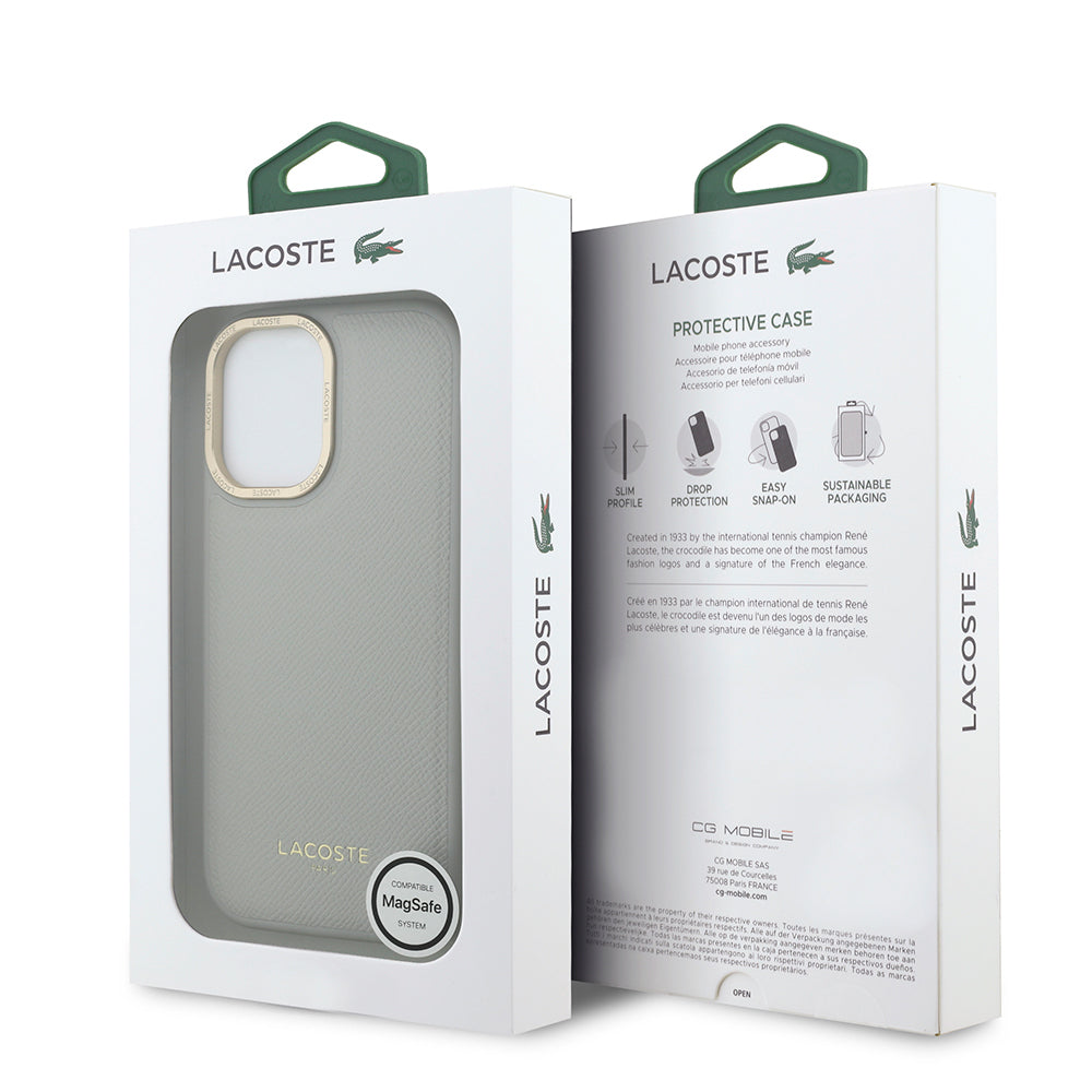 iPhone 17 Kılıf Lacoste Orjinal Lisanslı M-safe Şarj Özellikli Champs Elysees PU Deri Tasarımlı Kapak