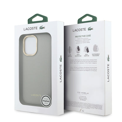 iPhone 17 Kılıf Lacoste Orjinal Lisanslı M-safe Şarj Özellikli Champs Elysees PU Deri Tasarımlı Kapak