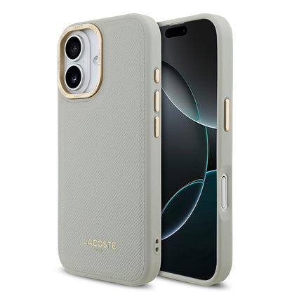 iPhone 17 Kılıf Lacoste Orjinal Lisanslı M-safe Şarj Özellikli Champs Elysees PU Deri Tasarımlı Kapak